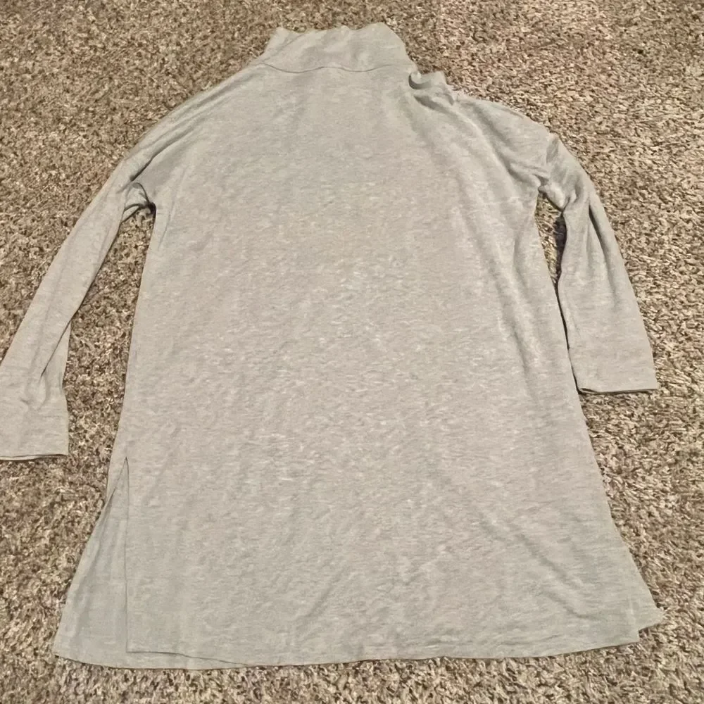 Eileen Fisher Gray Turtleneck Long Sleeve Tunic Top Minimalist Casual M/M - Picture 6 of 7
